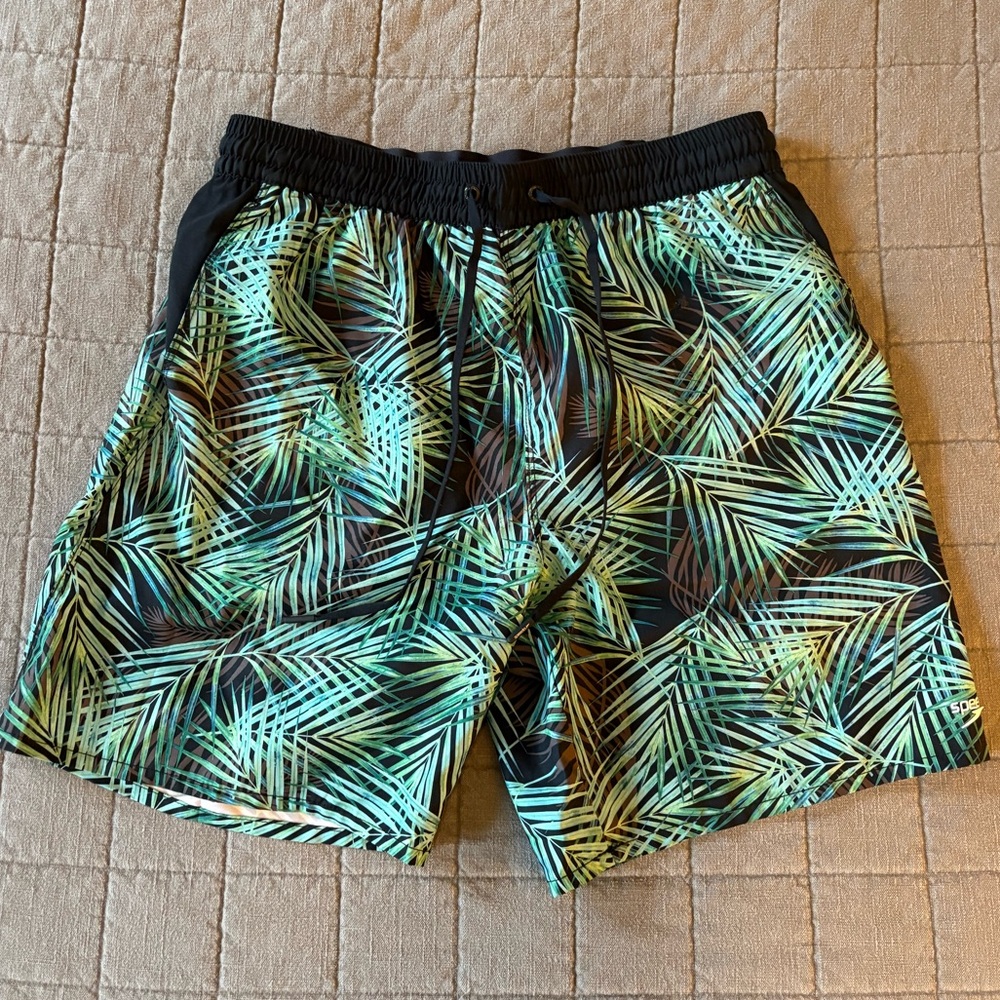 Tropical Leaf Print Swim Shorts